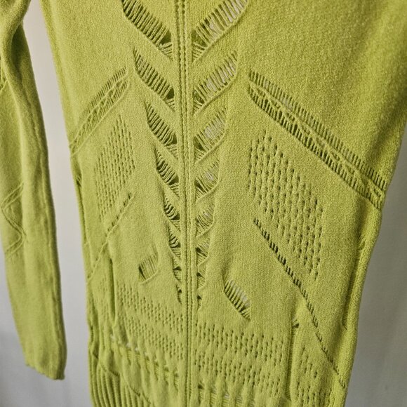 Soft Lime BodyCon Viscose Peek-A-Boo Knit Dress - Picture 3 of 8